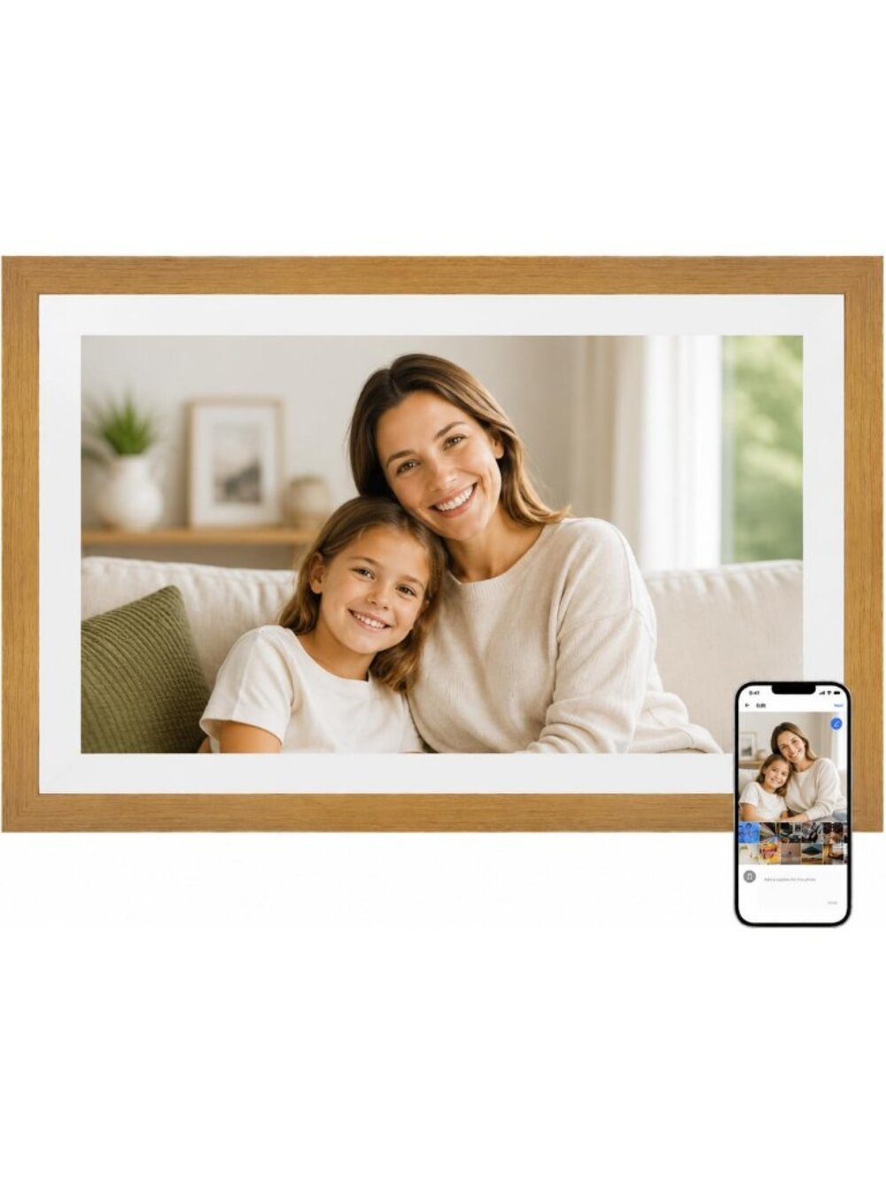 15.6" Wi-Fi Digital Picture Frame, 64GB Storage, Touch Screen, Auto-Rotate